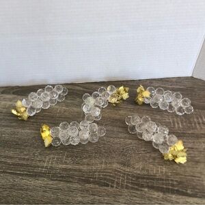 Vtg Acrylic Grape Clusters with Gold Metal Leaves